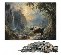 Bull in A Mystical Forest Adult Wooden Puzzle, Themed Jigsaw, 1000 Pieces | Image-area sorting: less screen time at home over several sessions.
