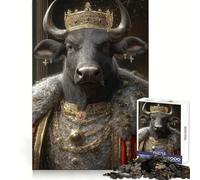 Bull King Portrait 1000 Pieces Jigsaws Adults Puzzles Strategic Think Leisure Pleasure Precise Fit (38x52cm)