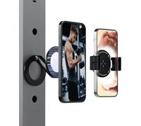 BULL MAG Dual Magnetic Phone Mount for MagSafe + Universal Clip Clamp - Foldable Aluminum Alloy Arm with Dual Magnets for Gym, Car & Desk - Works with iPhone 17/16/15/14/13/12 & Android (Black)