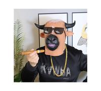 (Bull mask 1) Orangutan Plush Head Cover Animal Mask Full Face Cosplay Gorilla Monkey