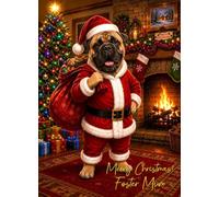 Bull Mastiff Christmas Card for Foster Mum (Funny Santa Dog)