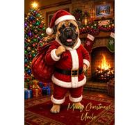 Bull Mastiff Christmas Card for Uncle (Funny Santa Dog)