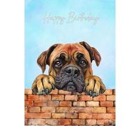 Bull Mastiff Dog Art Birthday Card