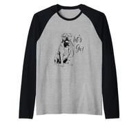 Bull Mastiff “Let’s Go!” Design - Happy Bull Mastiff Design Raglan Baseball Tee