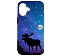 Bull Moose Under The Full Moon Mystical Magical Night Sky Case for iPhone 16
