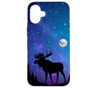 Bull Moose Under The Full Moon Mystical Magical Night Sky Case for iPhone 16 Plus