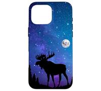 Bull Moose Under The Full Moon Mystical Magical Night Sky Case for iPhone 16 Pro Max