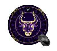 Bull Neon Astrology Taurus Zodiac Mouse Pad Anti Slip Rubber Round Mousepads Desktop Notebook Mouse Mat for Working and Gaming