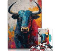 Bull Oil Painting Puzzles for Adults Teens 1000 Pieces,Help The Brain Exercise Addictive Toys to Cultivate Patience Great Gift (38x26cm)