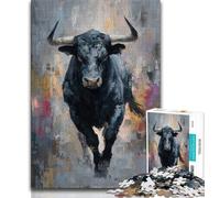 Bull Oil Painting Puzzles for Teenagers 1000 Pieces,Help The Brain Exercise Addictive Toys to Cultivate Patience Great Gift 38x26cm