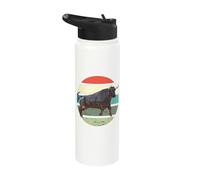Bull Polygon Head Cowboy Rodeo Rider Abstract Geometric Stainless Steel Insulated Water Bottle