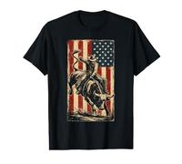 Bull Riding, Rodeo & Bull Rider, American Flag, Cowboy Value Graphic T-Shirt