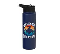 Bull Riding Western Cowboy Texas Fan Stainless Steel Insulated Water Bottle
