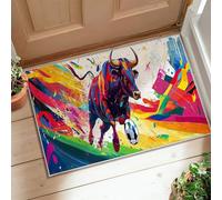 Bull Runner Rug, Modern Abstract Soccer Ball Colorful Splashes Sport Multicolor Low Pile Doormat Throw Rug Edge Binding for Kitchen Laundry Room Doorway Entryway Decor 2x3 Ft
