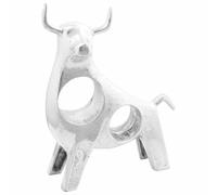 Bull Sculpture Silver Aluminium 22 x 9.5 x 34 cm with Decorative Inlay Modern Figure for Living Room Office Shelf Table Mantle Stylish Art Object Decoration