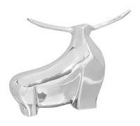 Bull Sculpture Silver Aluminium High Gloss 37 x 44 x 17 cm with Decorative Inlay for Living Room Bedroom Office Modern Art Object and Stylish Decoration