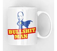 Bull Shit MAN Yellow Blue and red Cape - Karl Pilkington new Quick and Easy Funny Office Style Ceramic Tea and Coffee Mug