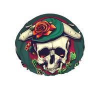 Bull Skull And Cute Cactus Reusable Shower Cap For Women, Double Waterproof Layers Shower Cap, Hair Care Essential