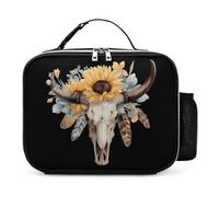 Bull Skull Native Southwest Arizona Insulated Lunch Bag Food Storage Leather Organizer Bags for Work Picnic