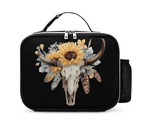 Bull Skull Native Southwest Arizona Insulated Lunch Bag Food Storage Leather Organizer Bags for Work Picnic
