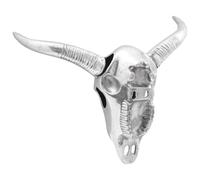 Bull Skull Silver Aluminium 34 x 13 x 53 cm Modern Figure Sculpture Art Object Decoration for Living Room Bedroom Office with Decorative Inlay and High Gloss Finish