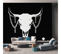 Bull Skull Wallpaper for Bedroom - Black and White Gothic Wall Paper, Bull Skull Home Decor, Non-Woven Waterproof Print Wallpapers for Bedroom Living Room, Feature Walls Mural 200x140 cm - S93