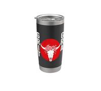Bull Skull with Roses Red Circle Floral Western Boho Decor Stainless Steel Insulated Tumbler