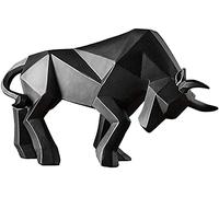 Bull Statue, Resin, Bull Sculpture, Taurus Bull Sculpture Home Decoration, Stock Market, Lucky of Career and Wealth Statues, Abstract Figure, Business Gift (Color : Black)