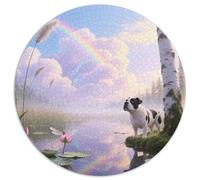 Bull Terrier 1000 Pieces Jigsaw Pet Dog Circular Jigsaw for Adults And Kids Colorful Unique Challenge Games Scene Creative 1000pcs (67.5x67.5cm)