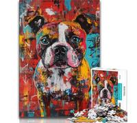 Bull Terrier Dog Jigsaw Puzzles for Teenagers 1000 Piece Puzzle,Help The Brain Exercise Addictive Toys to Cultivate Patience A Work of Art 38x26cm