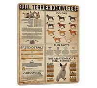 Bull Terrier Dog Knowledge Metal Signs Anatomy Color Breed Poster Farm School Education Pet Shop Club Home Garage Wall Decoration 16x12 Inch
