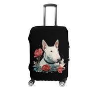 Bull Terrier Dog with Rose Luggage Cover Washable Suitcase Protector Anti-Scratch Suitcase Covers Fits 18-32 Inch L