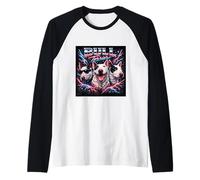 Bull Terrier Funny Boys Girls Costume Retro 90s Bootleg Meme Raglan Baseball Tee