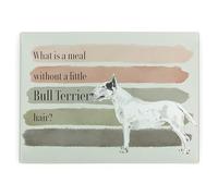 Bull Terrier Large Rectangular Glass Worktop Protector - Dogs Themed Gifts - Smooth Board Kitchen Chopping/Cutting Board Worktop Saver with Non-Slip Feet 39cm x 28.5cm (15" x 11")