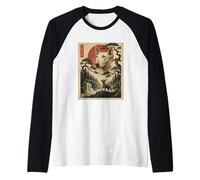 Bull Terrier Lover Japanese Art Vintage Retro Sunset Dog Raglan Baseball Tee