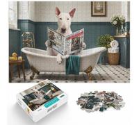 Bull Terrier on The Toilet Jigsaw Puzzle for Adults 1000pcs (70x50cm) | For relaxed holiday time: Adult jigsaw puzzle with 1000 pieces; for winter leisure at home with the complete challenge to.