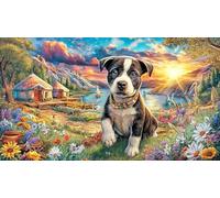 Bull-Terrier-Running-in-Meadow Adult Jigsaws 1000 Piece Puzzle Game Challenging Puzzles for Wall Decoration and Gifts Great Gift Idea Educational Games 38x26/1000pcs