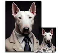 Bull Terrier Suit Puzzles 1000 Pieces for Adults Impossible Jigsaw Puzzles for Adults for Home Decor, Brain Training 50x75CM/19.68x29.52inch