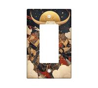 Bull Warrior Light Switch Cover Plate, Majestic Black and Gold Design, Singular Decorative Wall Accents, Standard Size Single Rocker