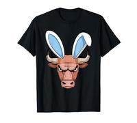 Bull with Bunny Ears Cute Easter for Boys Kids Men Farmer T-Shirt