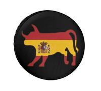 Bull with Spain Flag Funny Spare Wheel Cover Universal Tire Covers Waterproof Tyre Protectors for Travel Trailer Truck SUV