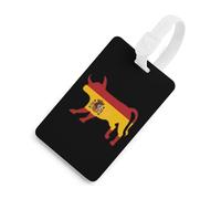 Bull with Spain Flag Luggage Tags Business Card Holder Personalized Baggage Identifier Travel Essentials for Suitcases Backpacks