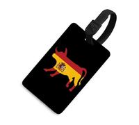 Bull with Spain Flag Luggage Tags Business Card Holder Personalized Baggage Identifier Travel Essentials for Suitcases Backpacks