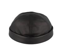 Bullani Docker Cap | Docker Hat | Sailor Hat Made of 100% Leather - Made in Germany - Comfortable & Skin-friendly - Black - X-Large