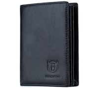 BULLCAPTAIN Mens Wallet RFID Bifold Soft Genuine Leather Bifold Wallets for Men with 15 Card Slots ID Window, Black, 4.72"x3.74x0.95", Classic