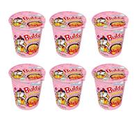 Bulldak Hot Chicken Carbonara Cup Noodles - 70g × 6 | Korean Spicy Ramen Cup (Pink) | Creamy Carbonara Flavour | Quick & Easy Instant Noodles