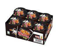 Bulldak Hot Chicken Flavour Ramen Cup - Black - 70g x 6 | Korean Spicy Instant Noodles | Halal | Cup Noodle Multipack
