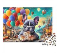 Bulldog 1000 Piece Jigsaw Puzzle Compact Cute Vivid French Bulldogs Decorative Paper Puzzle for Wall Art, Relaxing Focus Game And Gift for Adults 38x26cm/1000pcs