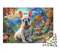 Bulldog 1000 Piece Jigsaw Puzzles for Adults， Puzzle 1000 Pieces Vibrant Hamlet Impossible Challenge Toy Educational Game Home Decoration 52x38cm/1000pcs