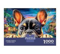 Bulldog 1000 Piece Premium Cardstock Brindle Frenchie Close-up Puzzle Budget-Friendly Stress Relief Mindfulness Framing Wall Art Gift 38x26cm/1000pcs